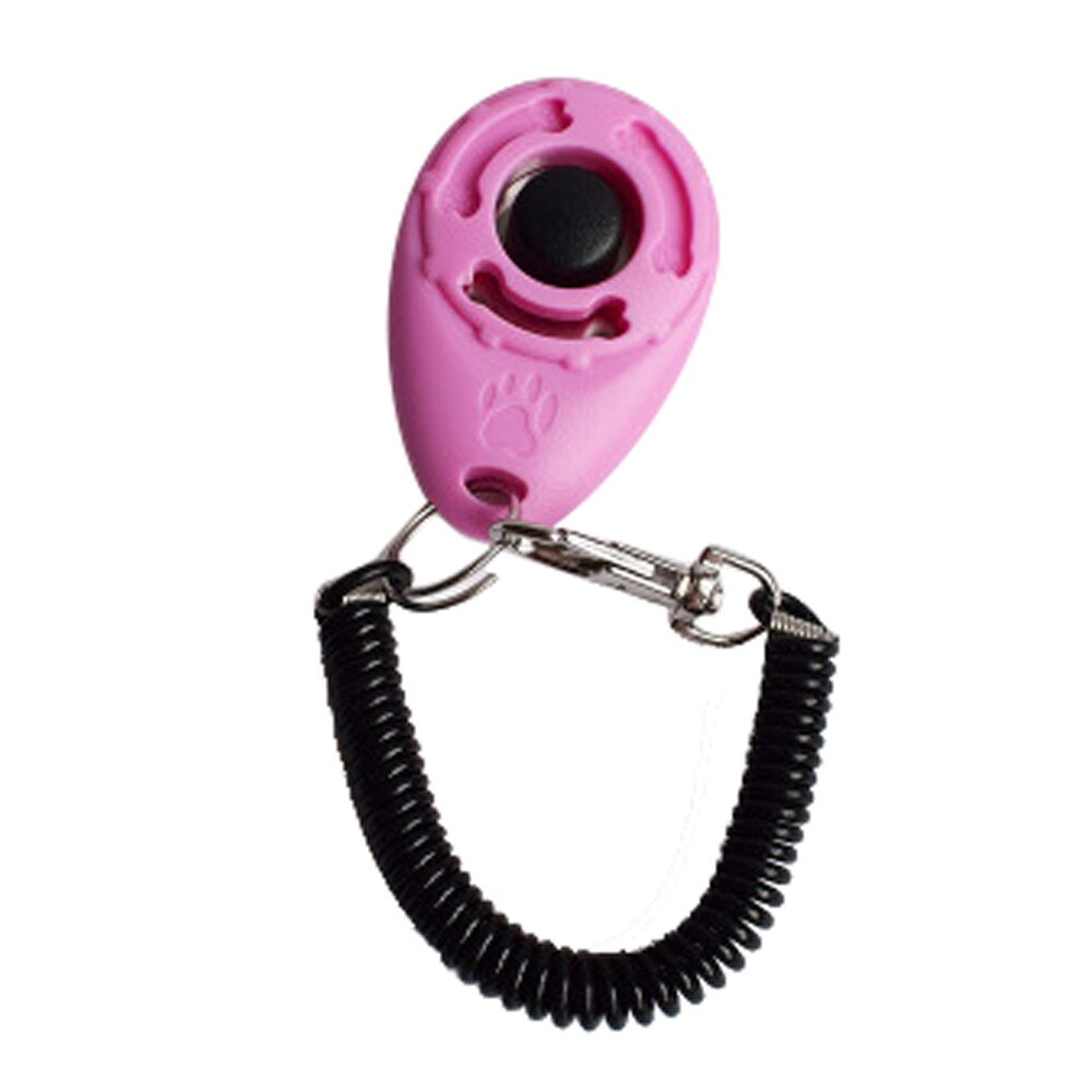 1 Pcs Pet Cat Dog Training Clicker Plastic Dogs Click Trainer Aid Too Adjustable Wrist Strap Sound Keychain Dog Repeller #Y5: Pink