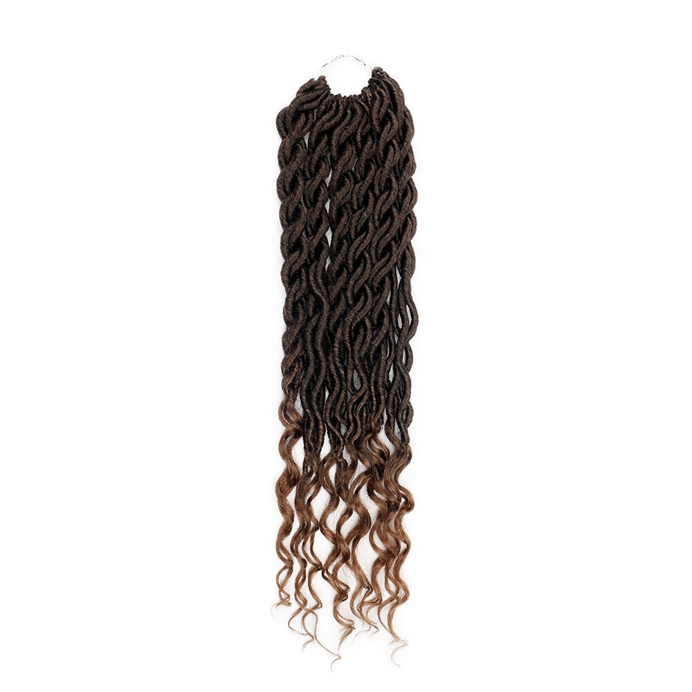 Faux Locs Curly Crochet Braid Hair 18inch 24 Strands Bohemian Ombre Braiding Hair Extensions Synthetic Crochet Hair for Women: T1B/30