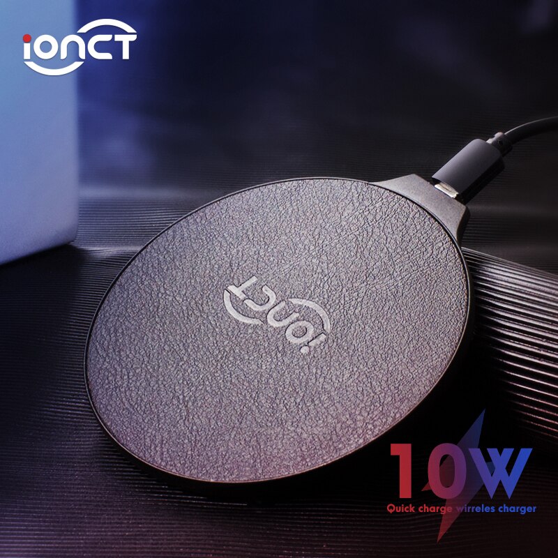 iONCT 10W Fast Wireless Charger for iPhone 11 pro X XR XS qi wirless Charging for Samsung phone USB charger wireless leather pad