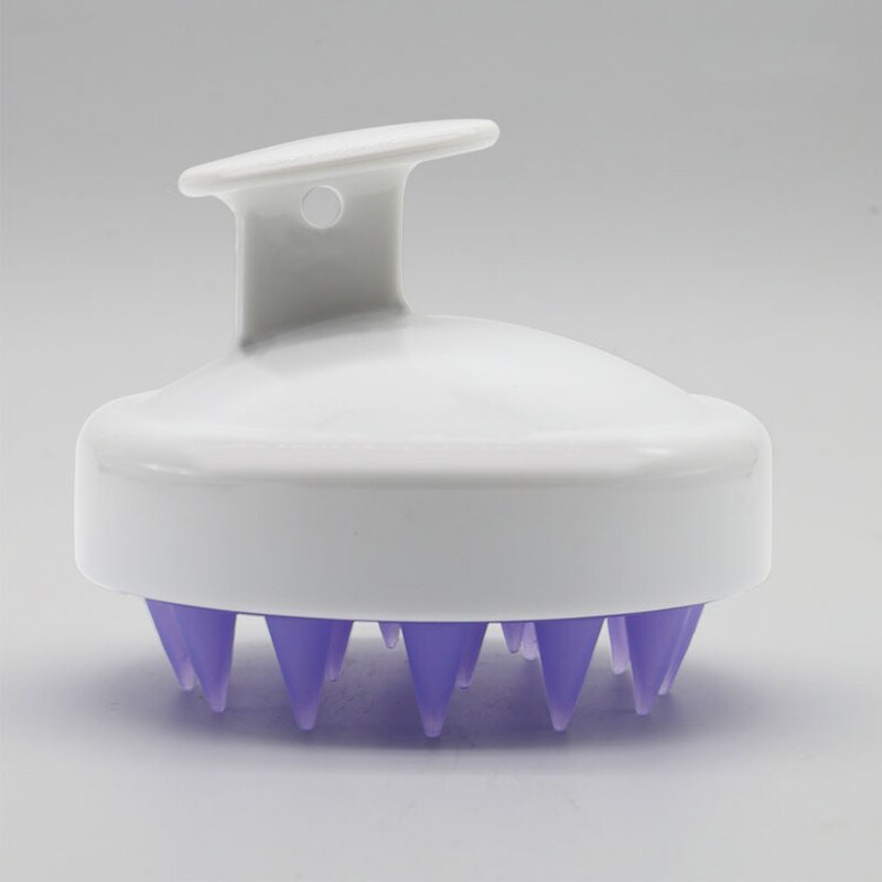 1 pièces Silicone cuir chevelu brosse de Massage couleur unie portable shampooing Massage peigne brosse multifonctionnel salle de bain accessoires: WHITE