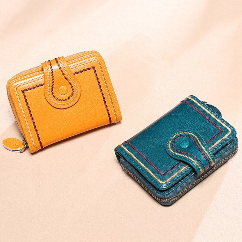 Dames leren portemonnee handgemaakte zachte leren korte portemonnee kwastje portemonnee portemonnee kaarthouder dames kleur portemonnee