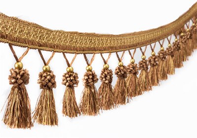 Rideau à franges avec des perles en cuivre en métal de 1M, bricolage soi-même, pour robe latine, rideau de vêtement, accessoires de couture décoratifs, ruban d'habillage: D