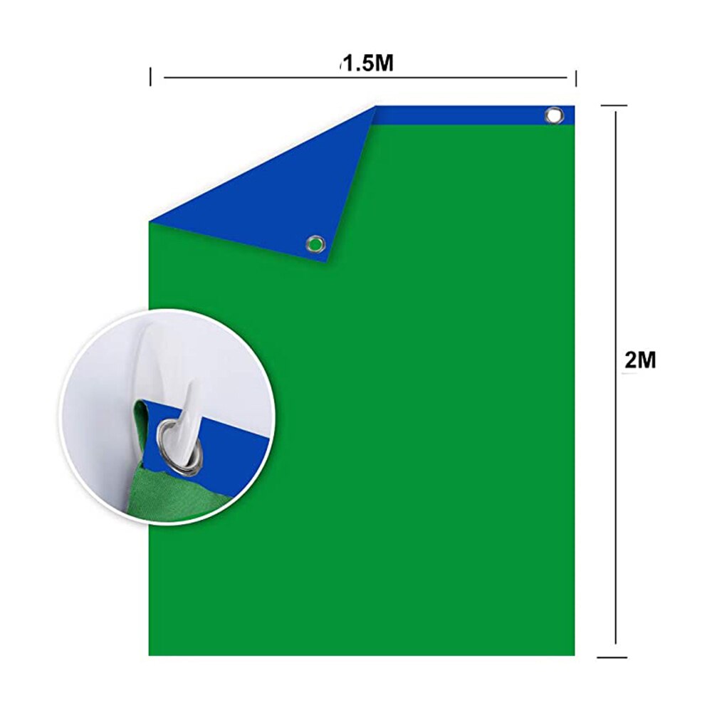 1.5*2M Photography Blue & Green Backdrop Double Sided 2 in 1 Photo Studio Screen Cloth Background Backdrops