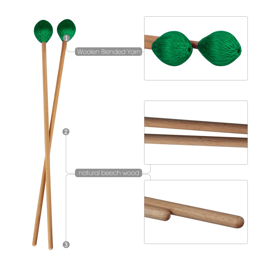 Middle Marimba Stick Mallets Xylophone Glockensplel Mallet with Beech Handle Percussion Kit Musical Instrument Accessories