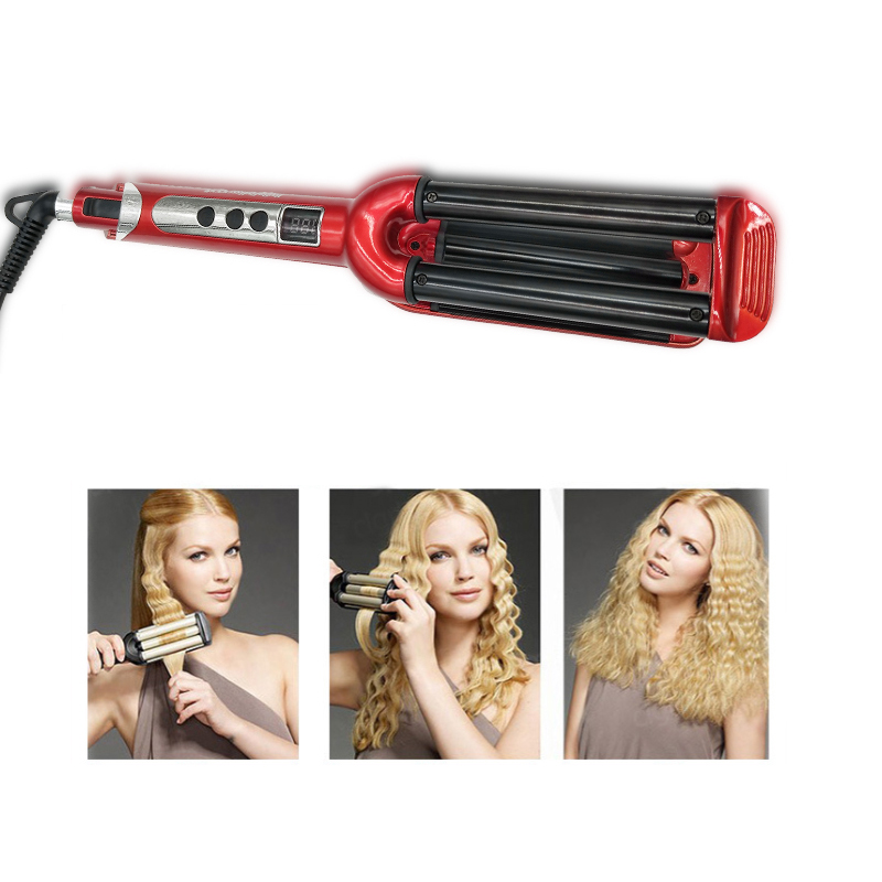 Drie Kip Rolls Lcd Keramische Haar Krultang Krultang Triple Krultang Deep Wave Curler Haar Waver Styling Tools