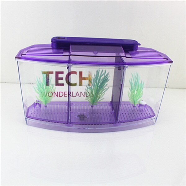 Mini acuario pecera acrílico tres aberturas luz LED lucha Betta