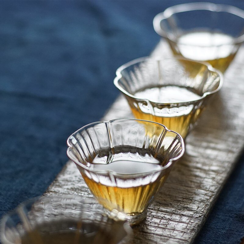 Japanse Kristallen Glas Thee Kopje Hibiscus Cup Kung Fu Accessoires Groene Puer Theekopjes Chinese Thee Kom Proeverij Cup Theewaar