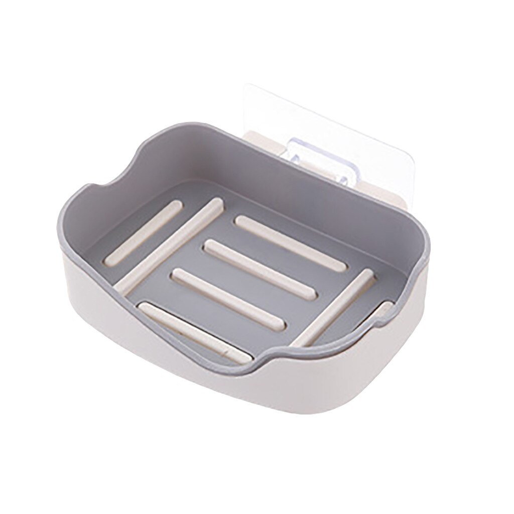 Powerful Seamless Paste Soap Box Bathroom Shelf Soap Box Practical Container Plastic Portable Soap Box With Lid 915: GY