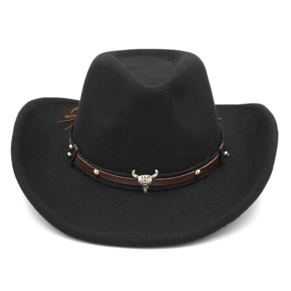 Mistdawn Unisex Wol Blend Western Cowboy Fedora Cap Brede Rand Sombrero Godfather Cap Kerk Caps Jazz Hoed Tauren Lederen Band