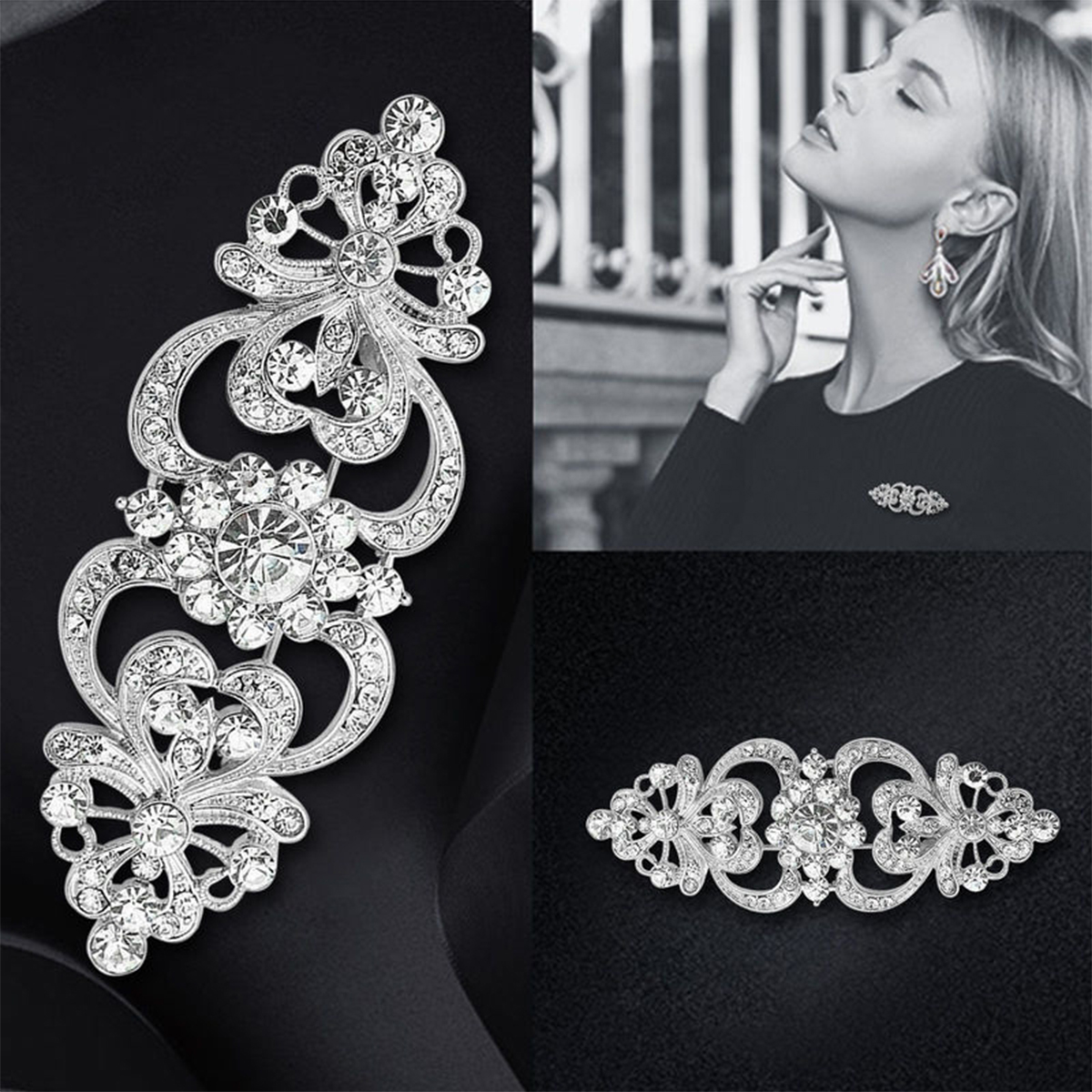 Bryllup brudekjole rhinestone blomsterbrosjer til kvinner blomsternåler kontor fest venn smykker tilbehør