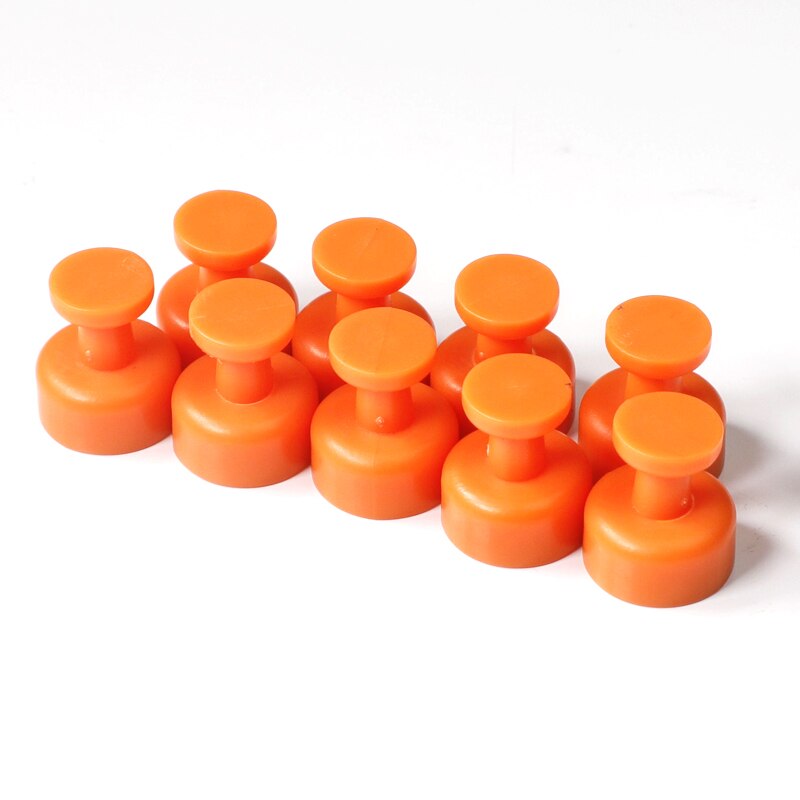 9 uds. De imanes de neodimio fuertes, chinchetas coloridas para nevera, pizarra para puerta, tablones de anuncios, archivos de fotos de oficina: orange