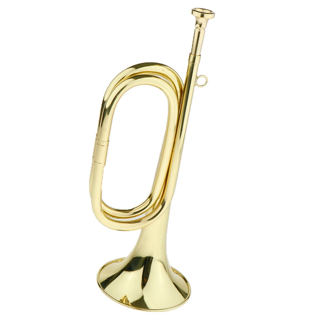 Gold Lacquer Marching Bugle Cavalry Trumpet with Mouthpiece 32.5 x 11.5cm