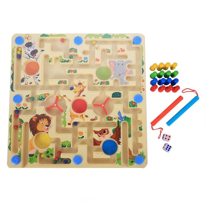 MWZ 2 in 1 Magnetic Maze with Flying Chess Double-faced Labyrinth Maze Educational Interactive Toys, Forest: Default Title