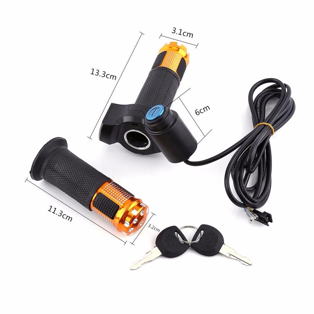 1 Set Aluminium Alloy Twist Throttle 5 wires Grips with LED Display Handle Key Knock Electric Bike Scooter Accelerator Parts