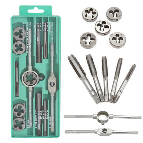 ZK30 12pcs/set Multifunction Screw Tap&amp;Die Set External Thread Cutting Tapping Hand Tool Kit Thread Screwdriver with M6 M7 M8 M1
