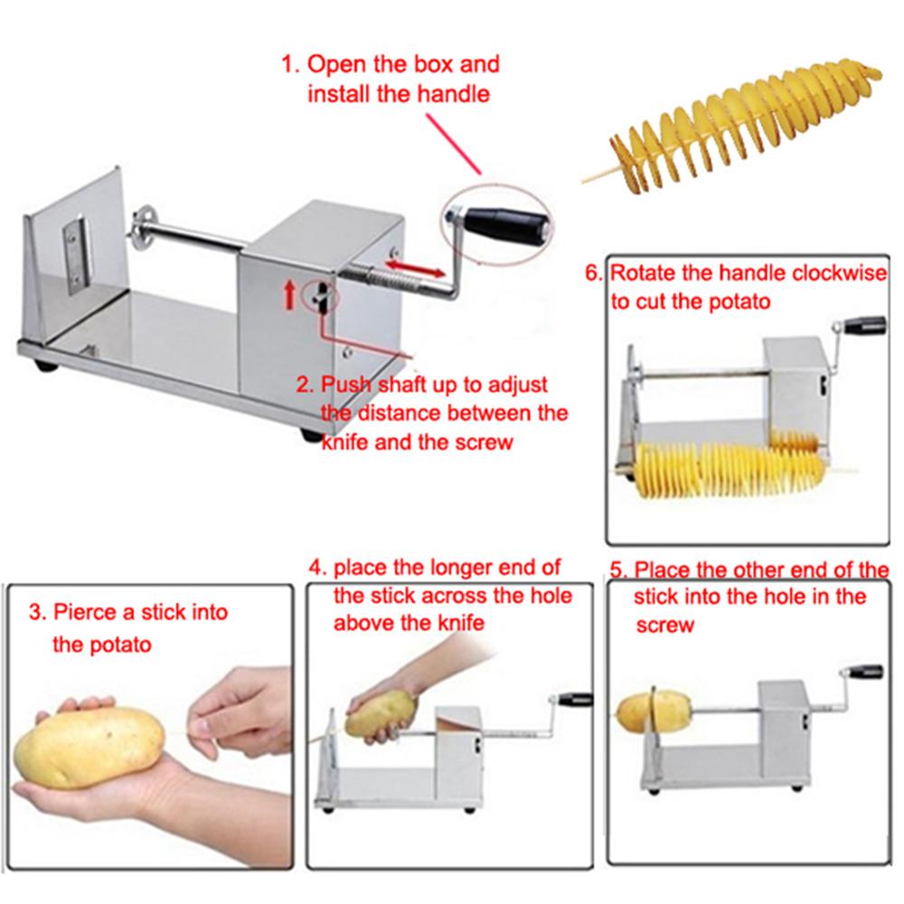 1pc spiral kartoffel twister tornado cutter pommes frites grøntsags cutter køkken madlavning værktøjer håndlavet snoet kartoffel skiver  qa 091