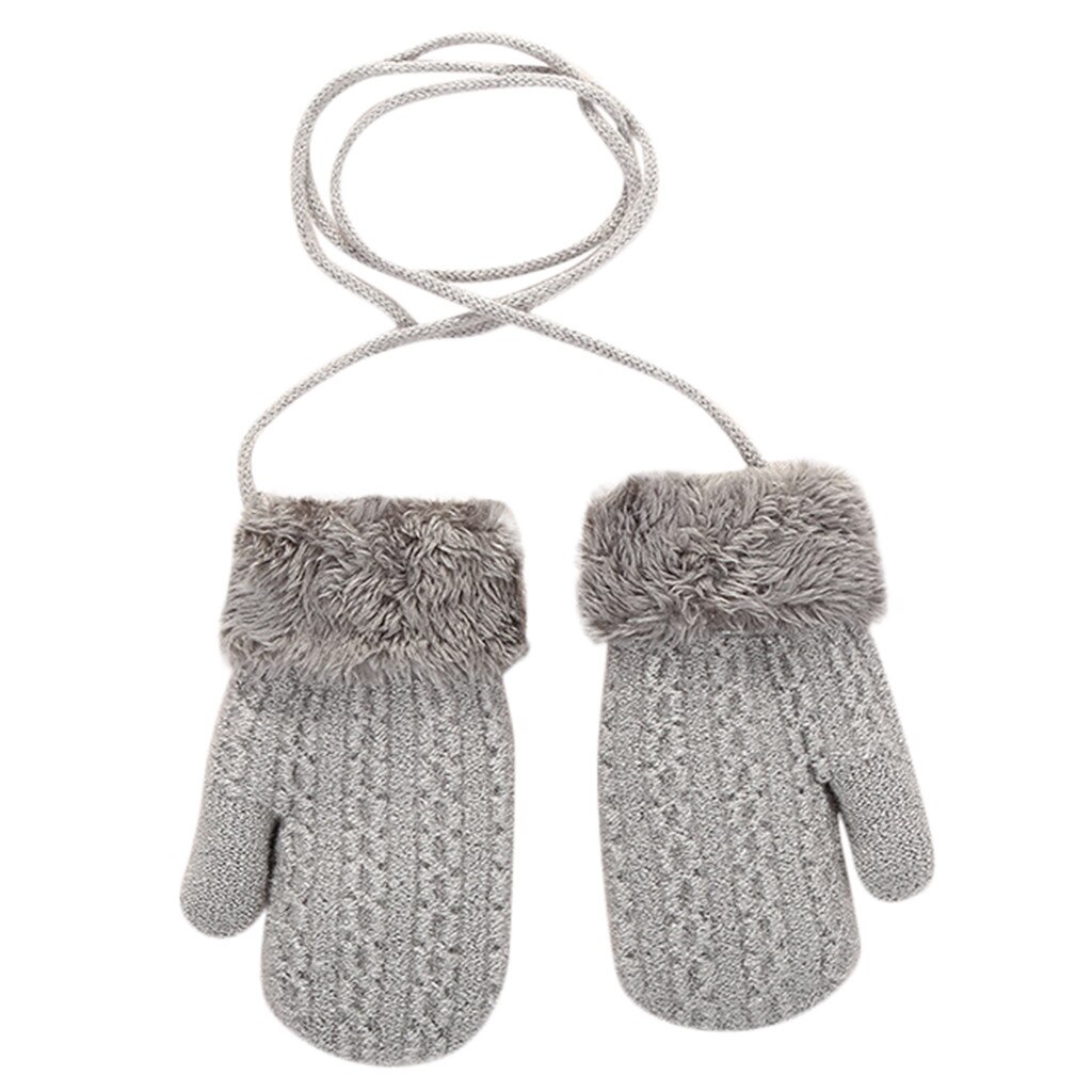 Winter Warme Fluwelen Warme Katoenen Handschoenen Peuter Baby Meisjes Jongens Outdoor Winter Patchwork Warm Houden Wanten Handschoenen Cartoon Stijl: Grijs
