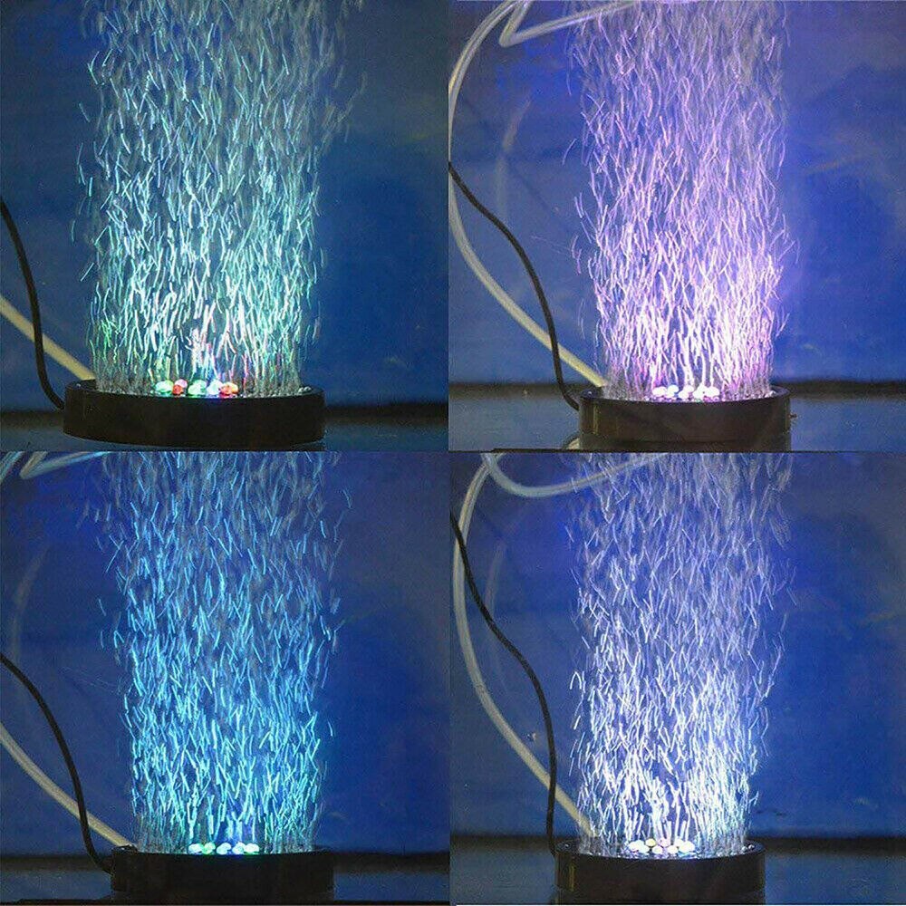 Luz LED redonda de burbujas de aire, luz sumergible para tanque de peces, cambio de Color, acuario con burbujas de aire, lámpara, herramientas de aireación
