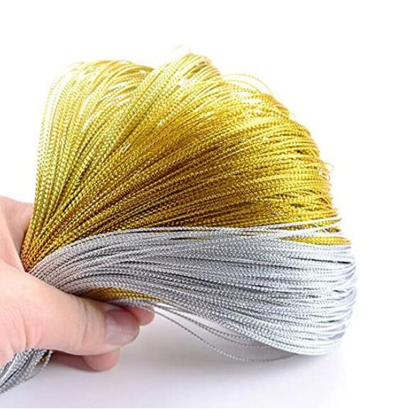 100m 1mm Rope Gold Silver Cord Packaging String Metallic Jewelry Thread Cord Tag Line Bracelet Making Labels Mark Lanyard