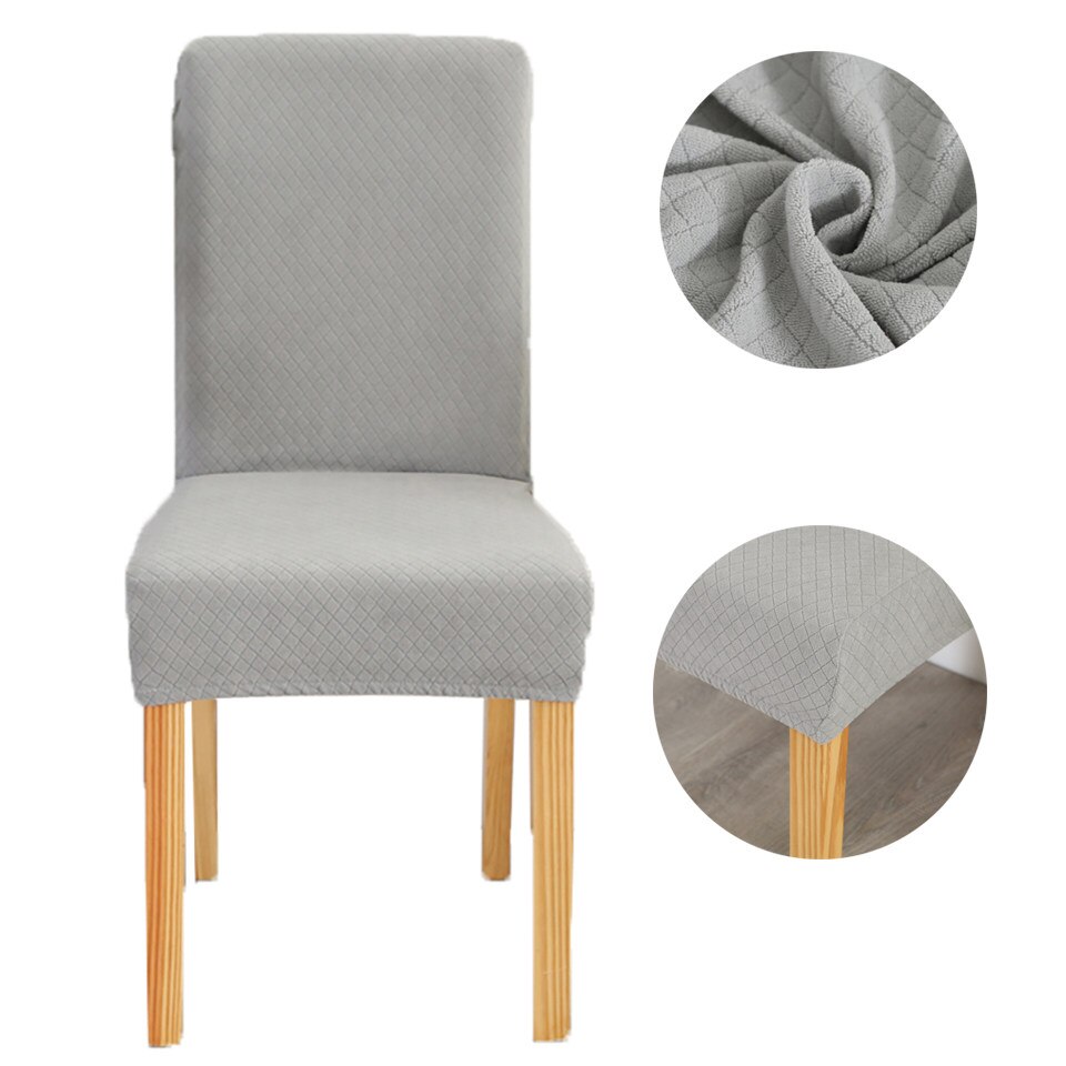 Super Zachte Fleece Stof Stoel Cover Elastische Stoelhoezen Spandex Voor Eetkamer/bruiloft/Keuken/Hotel Party banket: light gray