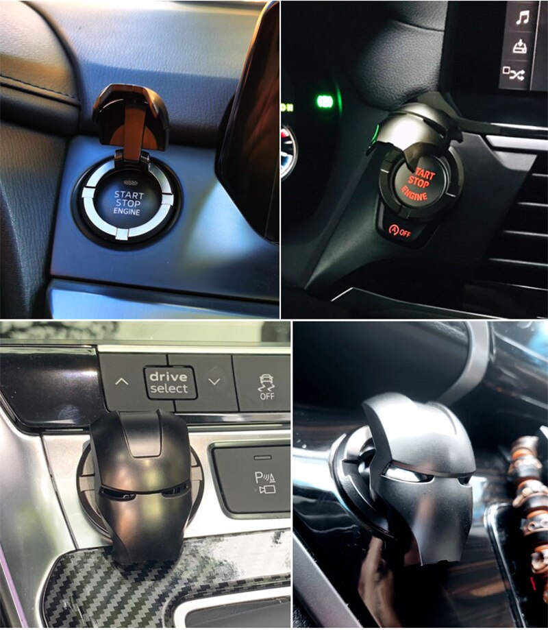 Start Stop Button 3D Stickers Start Stop Cap Auto Engine Ignition Button Stop Ring Circle Car Start Button Cover