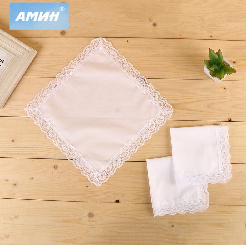 Kant Witte Vierkante Nuttig Zakdoek Voor Vrouw Man Classic Gentleman Stijl Katoenen Zakdoek Vierkante Kant 26*25Cm 6 stks/set: Twins Flower