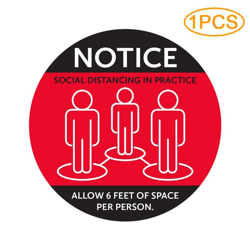 1pc Social Distancing Floor Decals Safety Floor Sign Poster Maintain 6 Foot Distance Anti-Slip Commercial Grade 11" Round