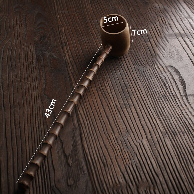 Cuillère à eau de racine de bambou à Long manche, outils de cuisine carbonisés, vaisselle de table, ustensiles de cuisine pour thé Kung Fu outils à thé: A
