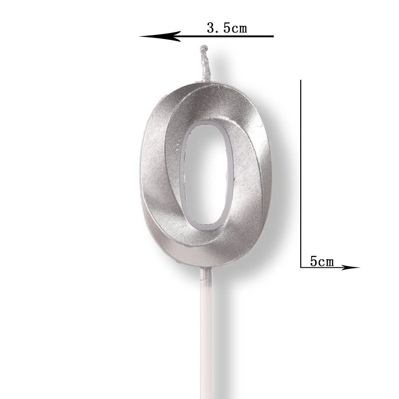 Gold Silver Number Candles Party Cake Topper Candle Kids Baby Birthday Anniversary Party Decoration: Silver Number 0