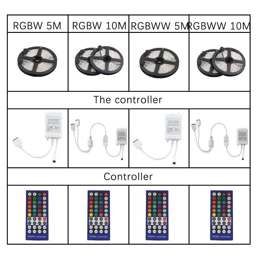 Rgbww Rgbw Led Strip Licht 12V Rgb 5050 5M 10M 60led/M 12V Led Strip rgbw Rgbww Licht Tape Waterdichte Ir Controller Volledige Set