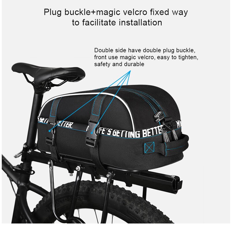 ROSWHEEL Waterdichte Fietsen Tas 8L Bike Rear Rack Bag Fiets Plank Utility Pocket Schoudertas Pack Riding Levert
