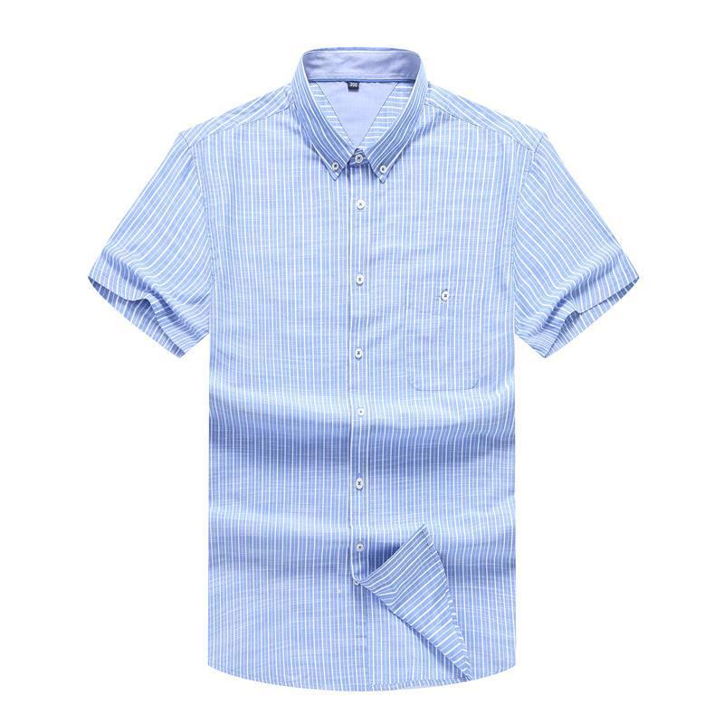 10xl 9xl 8xl Big Size Loose Fit Gestreepte Shirt Korte Mouw Camisas Para Hombre Zachte Katoenen Shirt Chemise Homme 'S casual Shirt: 8XL