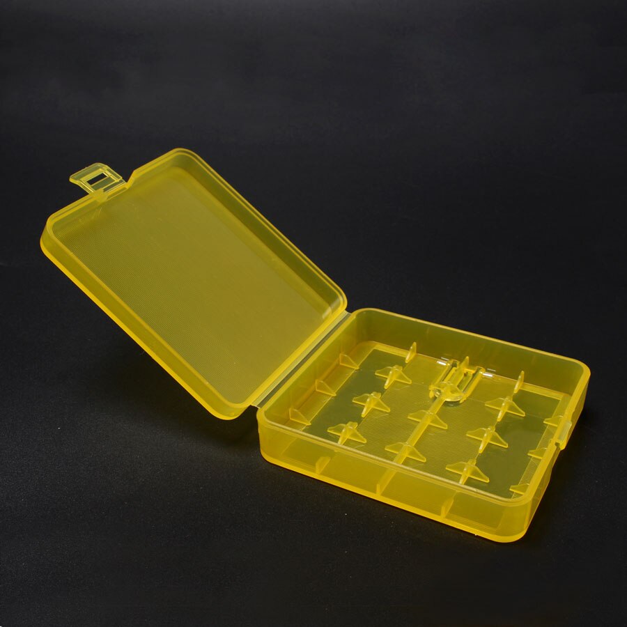 Plastic Hard White Storage Box Container Transparent White 4 x 18650 Battery Case Holder 4Color Available: Yellow