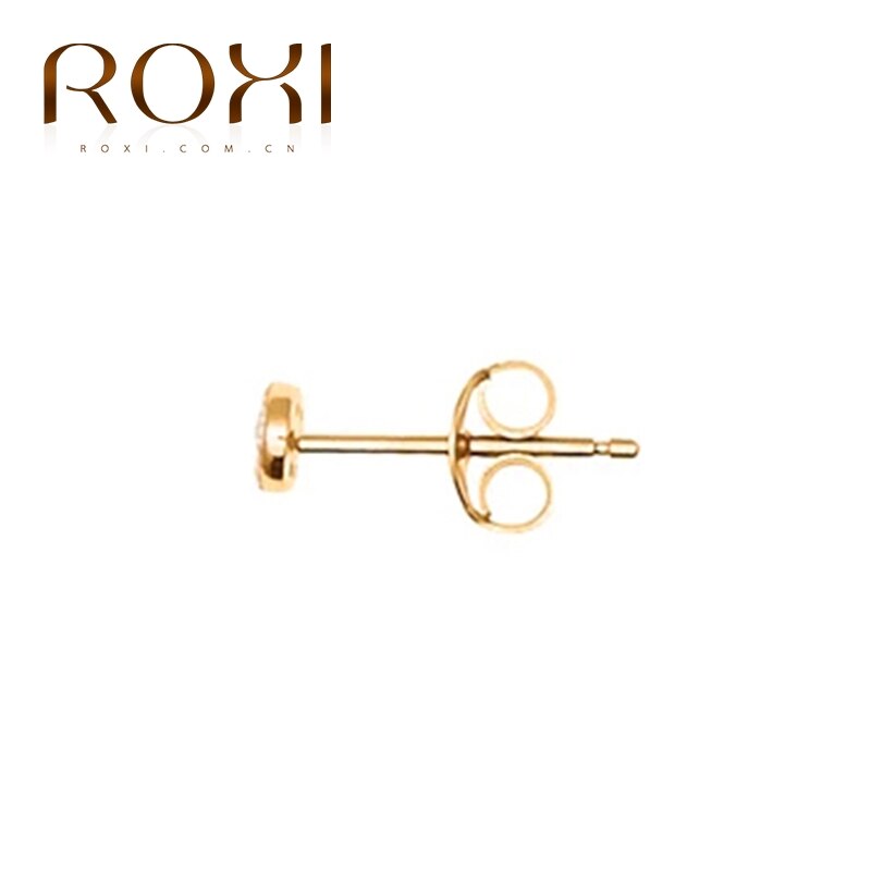 ROXI Classic Round Circle Crytal Piercing Earrings for Women Pendientes 925 Sterling Silver Simple Cartilage Earrings Jewelry: GOLD