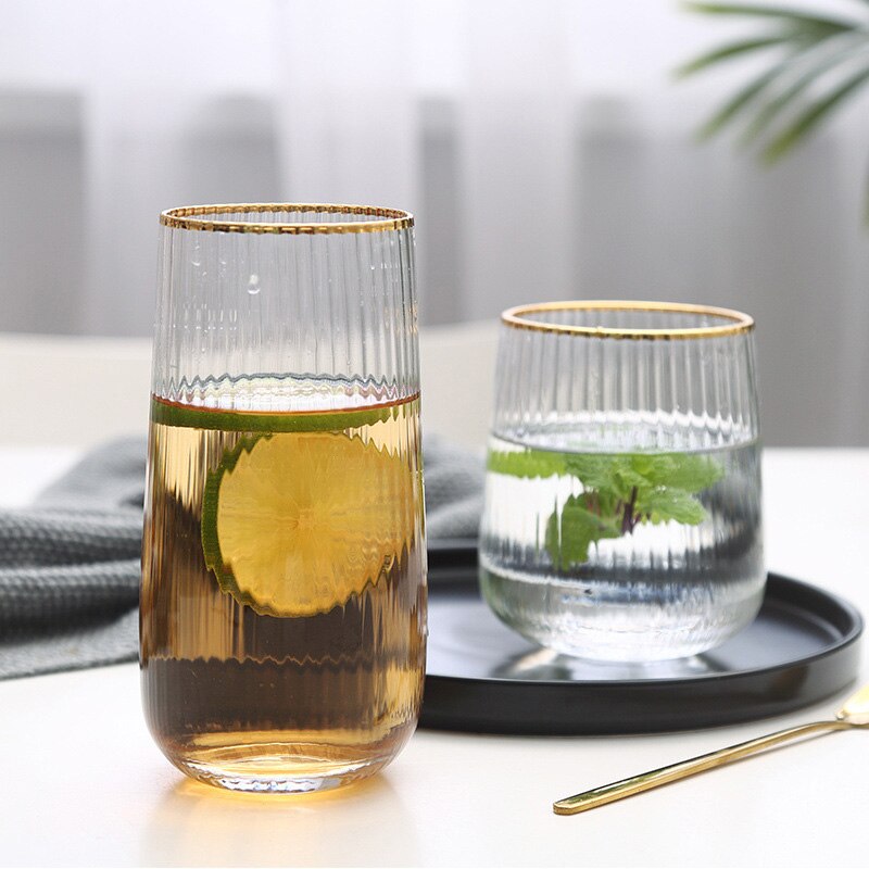 Japanse Goud Goud Verticale Graan Glas Hittebestendig Huishouden Eenvoudige Sap Cup