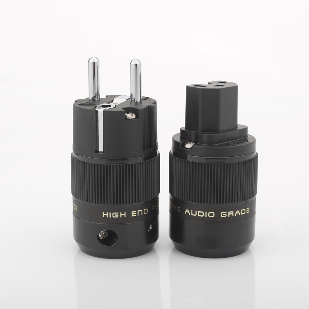 Schuko Power Plug EU Plug Hifi European plug Male Female Power Plug 24K Gold plated Rhodium silver Plated HIFI diy: B-Rhodium Plated