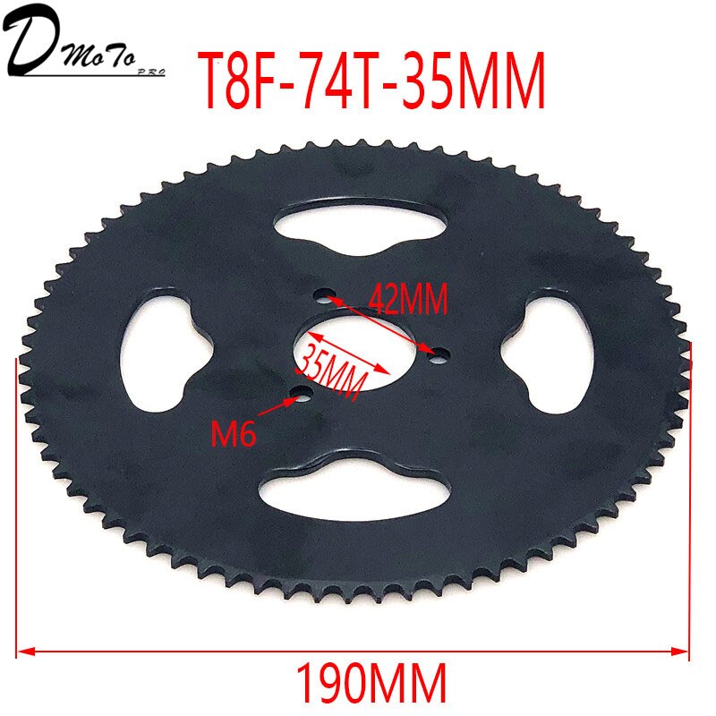 38 44 54 64 74 tand 38t 44t 54t 64t 74t t8f 35mm baghjul mini moto atv quad dirt pit pocket bike cross 47cc 49cc dele: T8f-74t-35mm