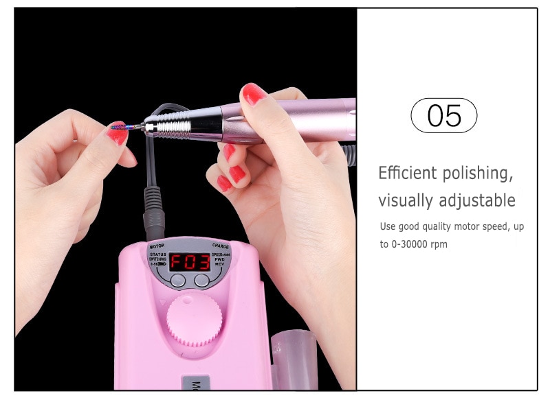 30000 Rpm Electric Rechargeable Nail Drill Manicure With Polishing Head Pedicure Nail File Tool Pro ABS Plastic Nail Drill Tool