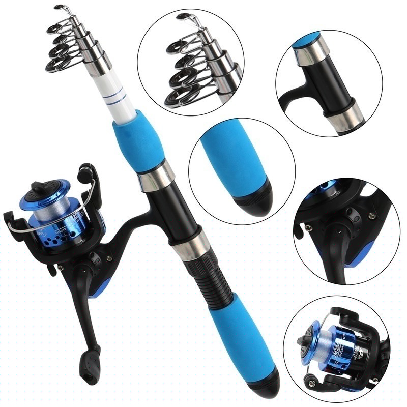 Fishing Rod Full Kits With Telescopic Fishing Rod And Spinning Reel Baits Hooks Saltwater Freshwater Travel Pole Set