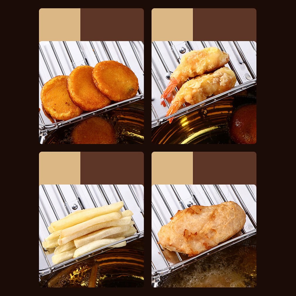 Steel Kitchen Frying Pot Tempura Deep Fryer Temperature Control Fried Japanese Style Cooking Tools Kitchen Utensil For Home