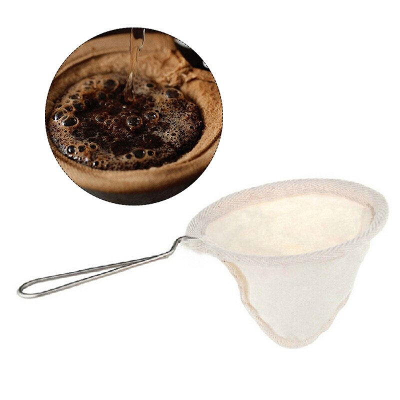 Reusable Coffee Filter Bag Cloth Handmade Coffee Filter Strainer With Wood Handle Filter Pack Pot Flannel Cloth Mesh Basket Tool