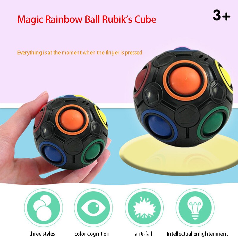 Regenbogen Puzzle Ball Würfel Magie Regenbogen Ball Puzzle bündeln betonen Zappeln Ball Gehirn Teaser Spiele Zappeln Spielzeug für freundlicher einstellen von 2