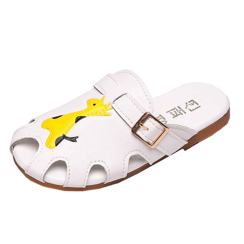 Mode Kinderen Jongens Meisjes Zomer Dier Lederen Slipper Casual Sandalen Schoenen: Yellow / 9.5
