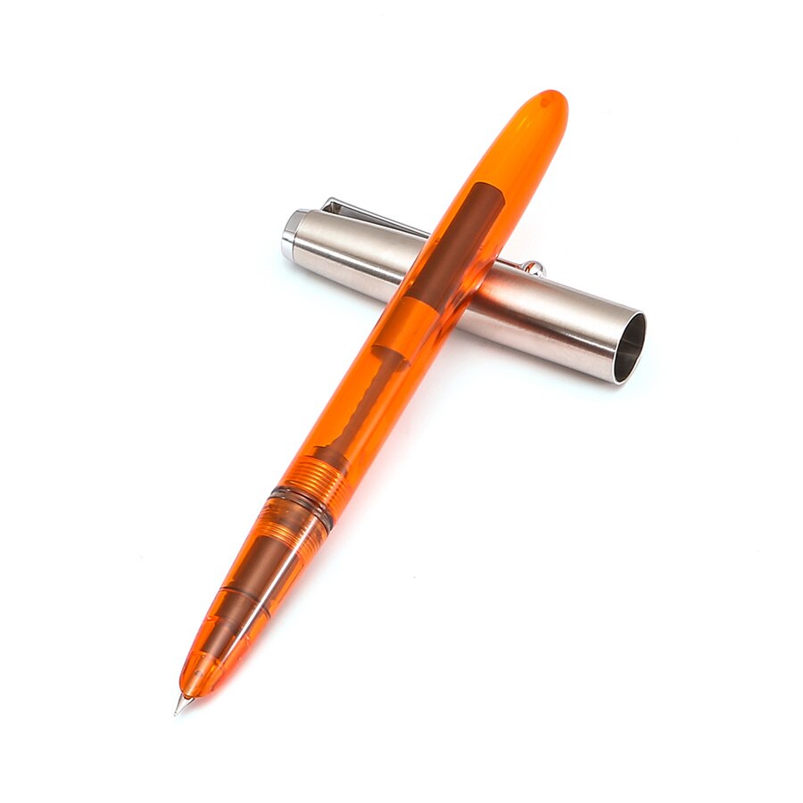 Jinhao Vision Fountain Pen, Steel Metal Cap, Nice Color Transparent Barrel, Fine Nib Office Finance School Student writing A6994: Transparent orange