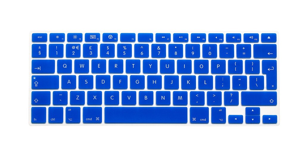 Eu layout engelsk tastatur cover silikone skin til macbook pro 13 " 15 " 17 " (med eller uden retina display) og macbook air 13 ": Mørkeblå