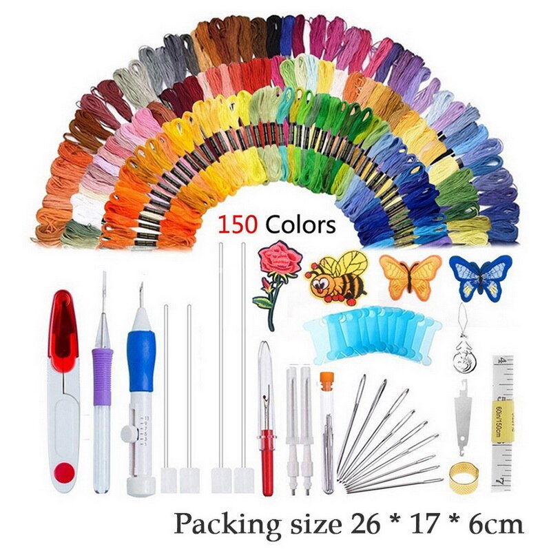 Magic Embroidery Pen Punch Needle Kit Craft Embroidery Threads Cross Stitch Embroidery DIY Knitting Sewing Accessory Tools