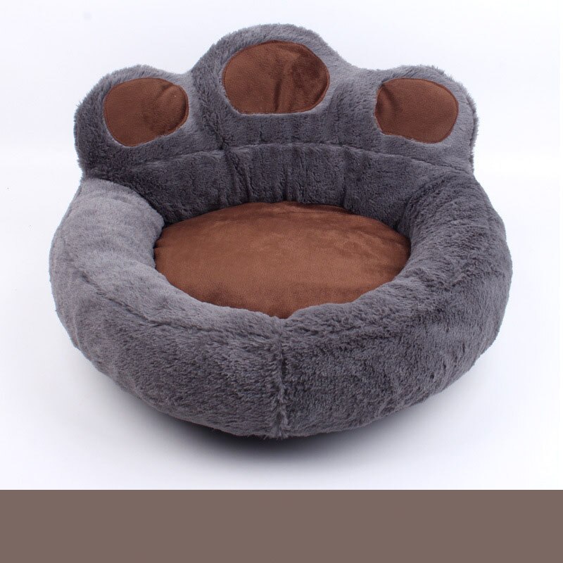 Paw kæledyrsseng til hunde katte blød sofa rede hundekurve efterår og vinter fleece varm katteseng kennel til hundehvalpe hus til kat kæledyr: Grå / L
