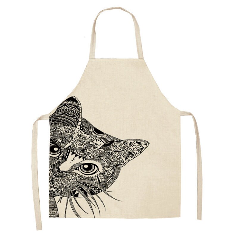 1 stuk uil hert dier keuken chef schort voor volwassenen katoenen linnen slabbetjes huishoudelijke schoonmaak schort thuis koken schorten 53*65cm: 2wq- wql 0079-10