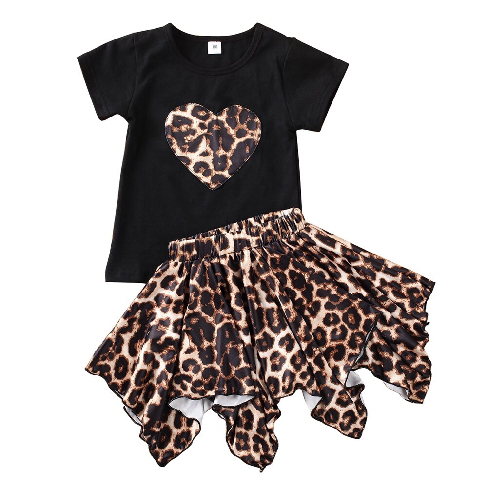 2 pièces ensemble 1-6T enfants vêtements infantile enfants bébé copines Shorts manches hauts chemise jupes irrégulières tenues léopard