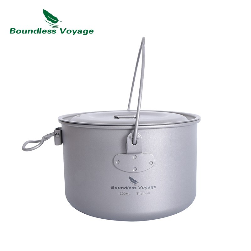 Boundless Voyage Titanium Pot Set Outdoor Picknick Pan Kom Ultralight Camping Kookgerei met Inklapbare Handgreep: Ti15120B